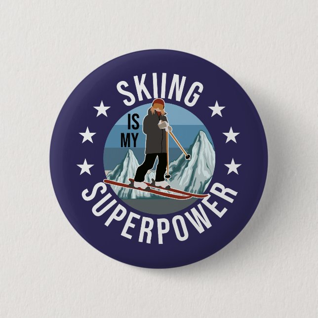 Skifahren ist meine Supermacht Button (Vorderseite)