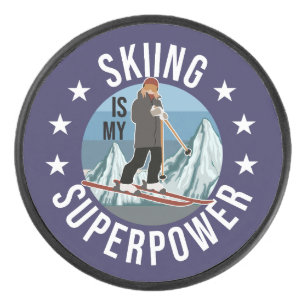 Skifahren ist meine Supermacht Eishockey Puck