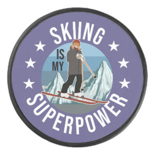 Skifahren ist meine Supermacht Eishockey Puck
