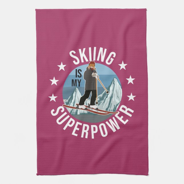 Skifahren ist meine Supermacht Geschirrtuch (Vertikal)