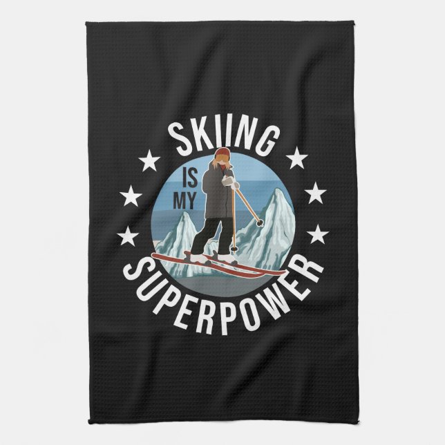 Skifahren ist meine Supermacht Geschirrtuch (Vertikal)