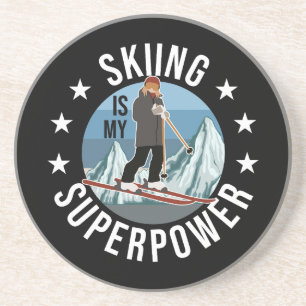 Skifahren ist meine Supermacht Getränkeuntersetzer
