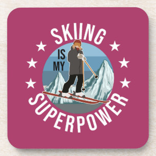 Skifahren ist meine Supermacht Getränkeuntersetzer