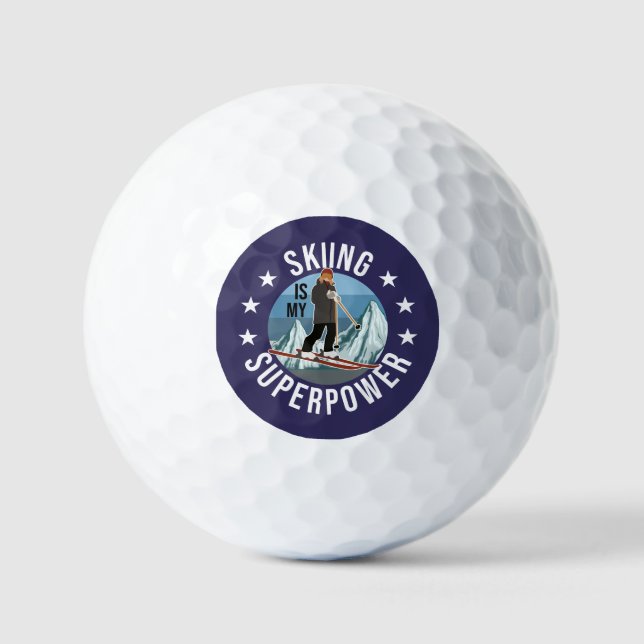 Skifahren ist meine Supermacht Golfball (Vorderseite)