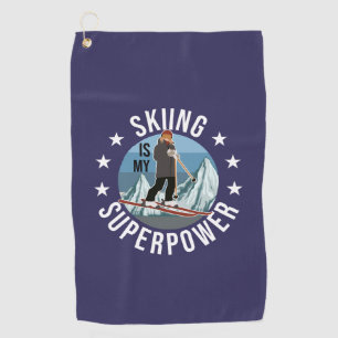 Skifahren ist meine Supermacht Golfhandtuch