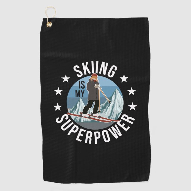 Skifahren ist meine Supermacht Golfhandtuch (Vorderseite)