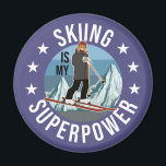 Skifahren ist meine Supermacht Magnet<br><div class="desc">Funny Winter Ski Sport Illustration,  zeigt Berggrafik und eine Frau auf Ski,  und das Sprichwort: Ski ist meine Supermacht und kleine Sterne. Dies ist das ideale Geschenk für alle,  die Ski fahren,  Berge und Wintersport Lieben.</div>