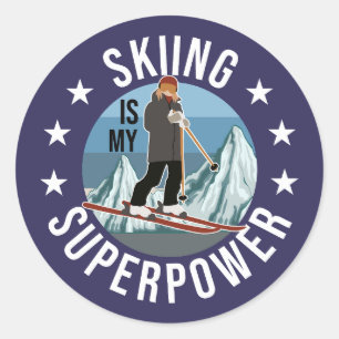 Skifahren ist meine Supermacht Runder Aufkleber