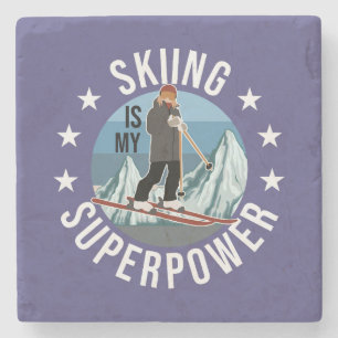 Skifahren ist meine Supermacht Steinuntersetzer