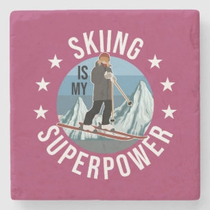 Skifahren ist meine Supermacht Steinuntersetzer
