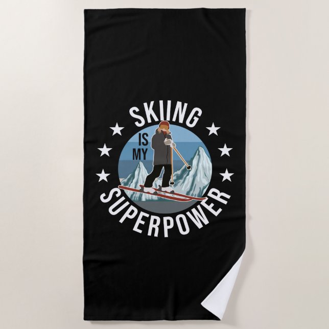 Skifahren ist meine Supermacht Strandtuch (Vorderseite)