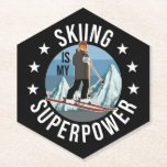 Skifahren ist meine Supermacht Untersetzer<br><div class="desc">Funny Winter Ski Sport Illustration,  zeigt Berggrafik und eine Frau auf Ski,  und das Sprichwort: Ski ist meine Supermacht und kleine Sterne. Dies ist das ideale Geschenk für alle,  die Ski fahren,  Berge und Wintersport Lieben.</div>