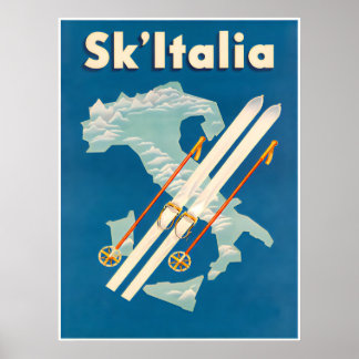 Skifahren Italien Plakat