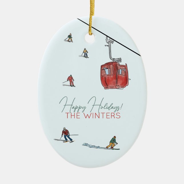 Skifahren Keramik Ornament (Vorne)