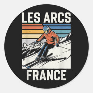 Skifahren Les Arcs Frankreich, Französischer Ski F Runder Aufkleber