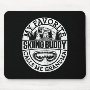 Skifahren Lustig Skifahren Kumpel Oma Schnee Skili Mousepad
