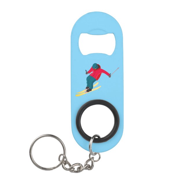 Skifahren Mini Flaschenöffner (Vorderseite)