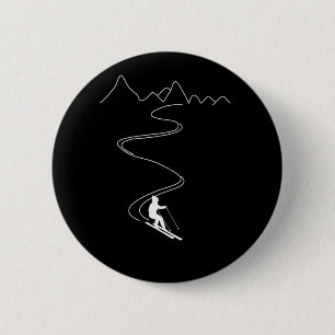 Skifahren Minimalistisches Skifahren in den Bergen Button