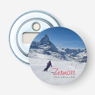 Skifahren mit dem Matterhorn in Zermatt, Schweiz Flaschenöffner