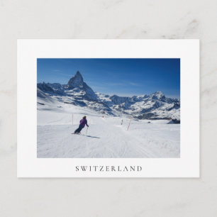 Skifahren mit Matterhorn in Zermatt, Schweiz Postkarte