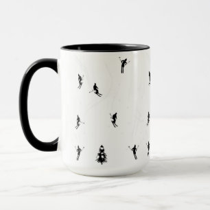 Skifahren Modernes Thema Schwarz-Weiß-Skifahrer Tasse