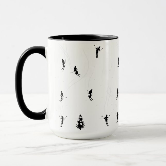 Skifahren Modernes Thema Schwarz-Weiß-Skifahrer Tasse (Links)