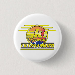 Skifahren Norwegen Lillehammer 80er-Vibe Button
