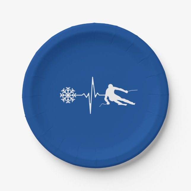 Skifahren Pappteller (Vorderseite)