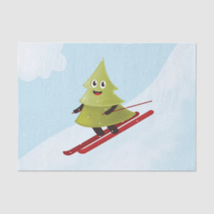 Skifahren Pine Tree Niedlicher Schneesport Winter Seidenpapier