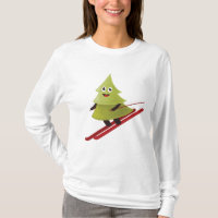 Skifahren Pine Tree Niedlicher Schneesport Winter