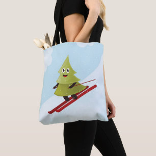 Skifahren Pine Tree Niedlicher Schneesport Winter Tasche