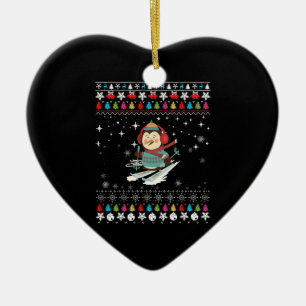 Skifahren Pinguin Weihnachten Keramik Ornament