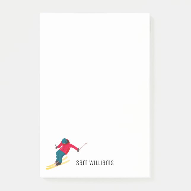 Skifahren Post-it Klebezettel (Vorderseite)