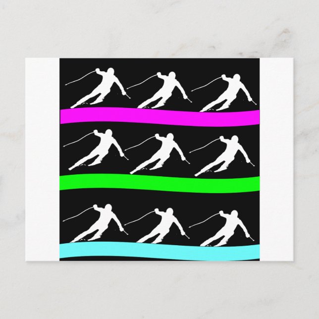 Skifahren Postkarte (Vorderseite)