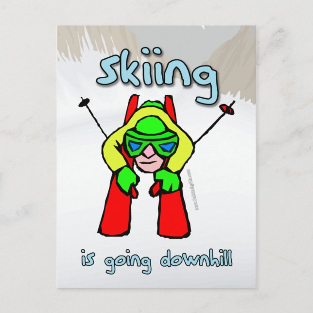 Skifahren Postkarte (Vorderseite)