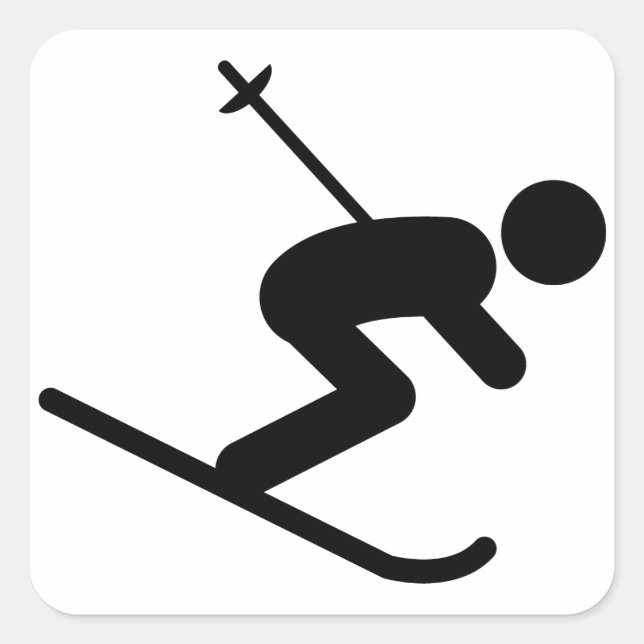 Skifahren Quadratischer Aufkleber (Vorderseite)