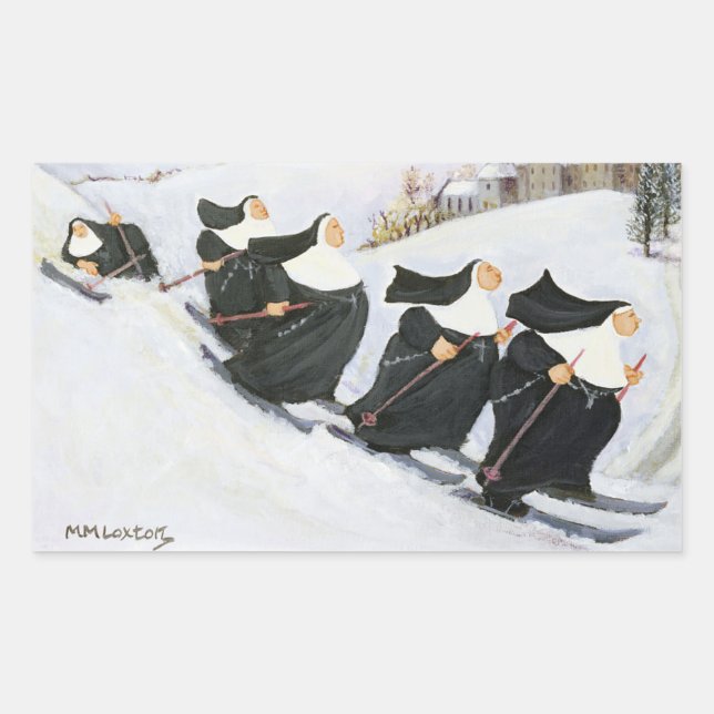 Skifahren Rechteckiger Aufkleber (Vorderseite)