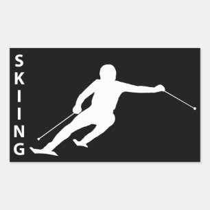 Skifahren Rechteckiger Aufkleber