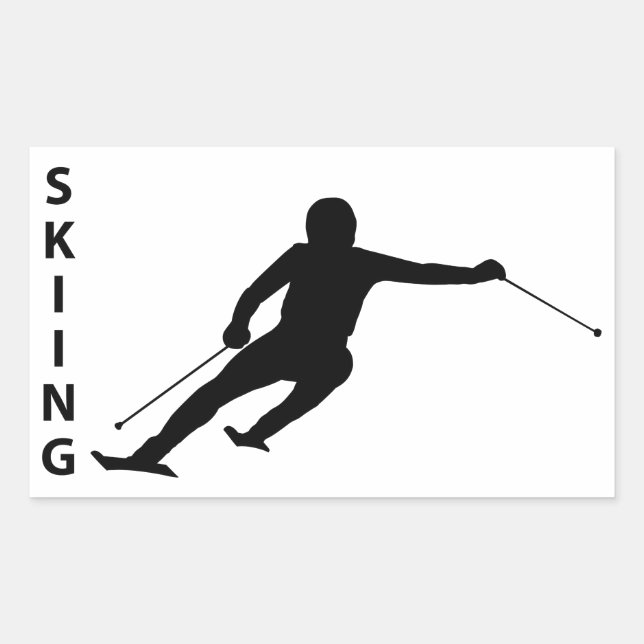 Skifahren Rechteckiger Aufkleber (Vorderseite)