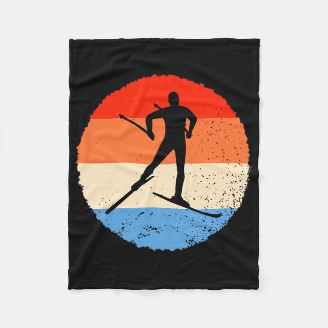 Skifahren Retro Langläufer  Fleecedecke (Vorderseite)