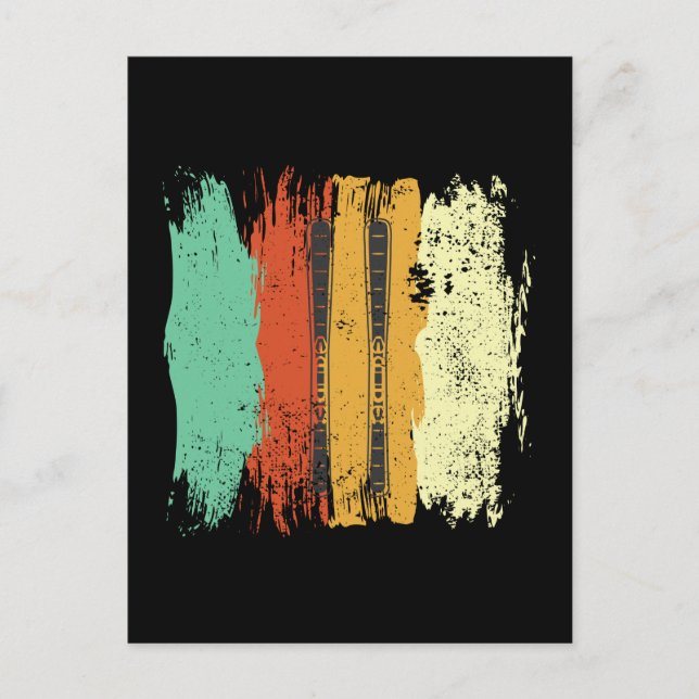 Skifahren Retro Ski Postkarte (Vorderseite)
