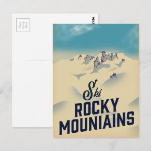 Skifahren Rocky Mountains USA Postkarte