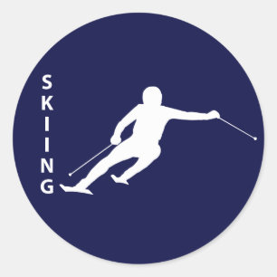 Skifahren Runder Aufkleber