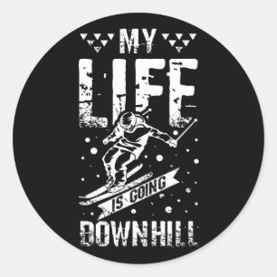 Skifahren Runder Aufkleber