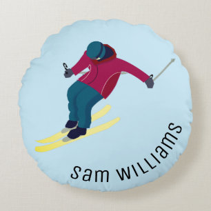 Skifahren Rundes Kissen
