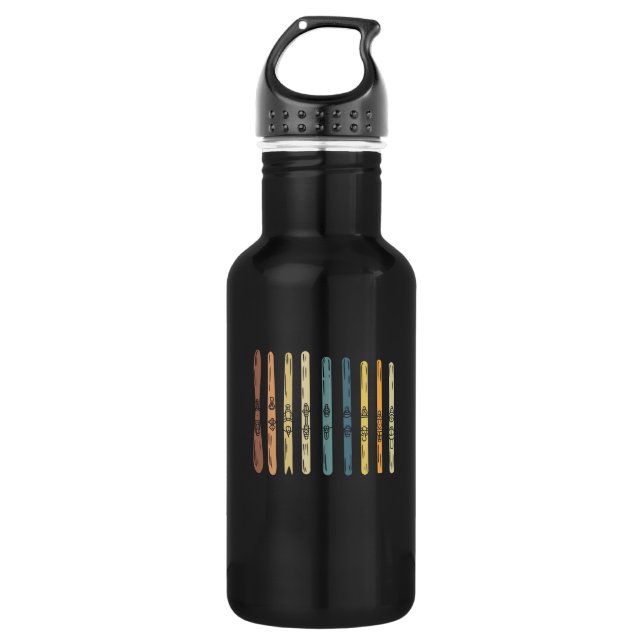 Skifahren - Sammlung von Skischulen Edelstahlflasche (Vorderseite)
