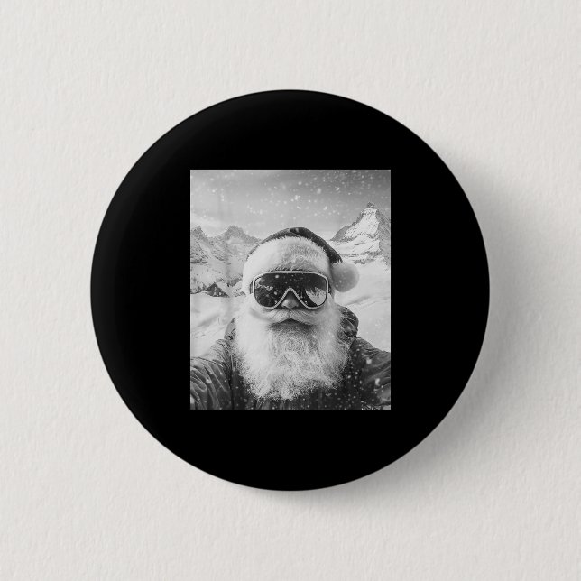 Skifahren Santa Selfie Weihnachten  Button (Vorderseite)