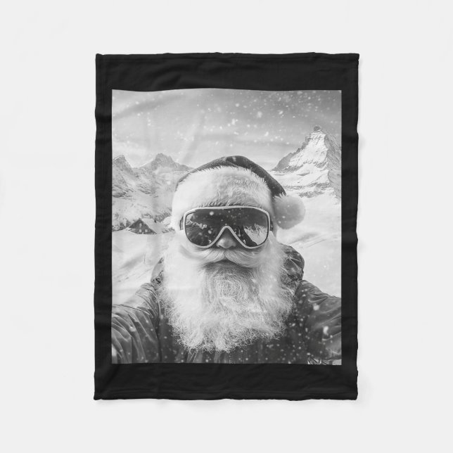 Skifahren Santa Selfie Weihnachten  Fleecedecke (Vorderseite)