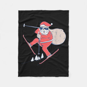 Skifahren Schnee Weihnachtsmann Weihnachten X-mas Fleecedecke