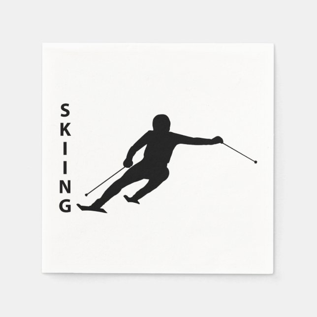 Skifahren Serviette (Vorderseite)